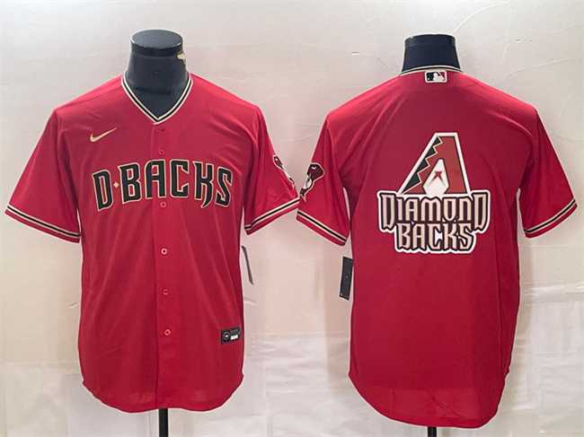 Men%27s Arizona Diamondbacks Red Team Big Logo Cool Base Stitched Baseball Jerseys